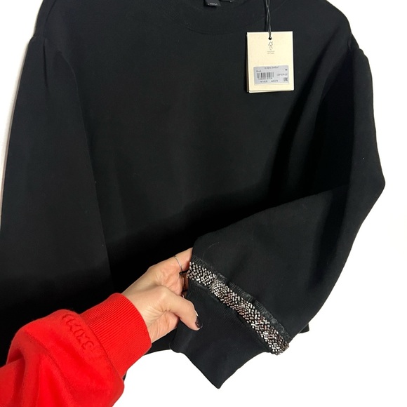 All Saints | NWT Black Embellished Robin Sweater - Picture 7 of 10